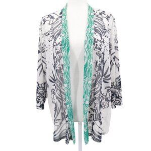 Chico's Easywear Cardigan Women L White Boho Eclectic Artistic Swim Cover Travel